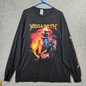 Vintage 2005 Megadeth Y2K Black Graphic Long Sleeve T-shirt Size XL